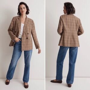 Madewell The Rosedale Blazer Plaid Italian Oversized Fabric Women NM511 Size 0